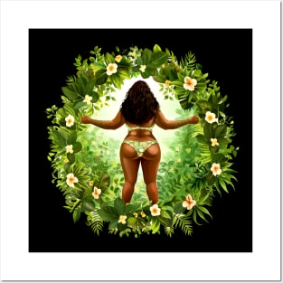 Thick Black Woman Floral Design Posters and Art